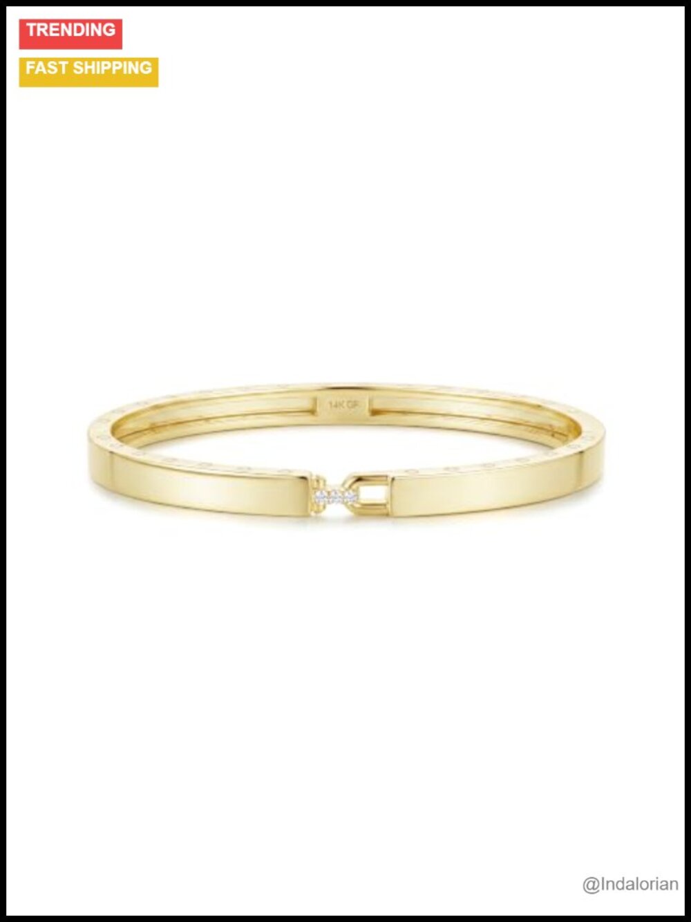 14K Gold Filled Bangle Bracelet 6mm Polished Minimalist Women's Jewelry